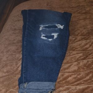 Lane Bryant Blue Boyfriend Jeans with Distressed Details